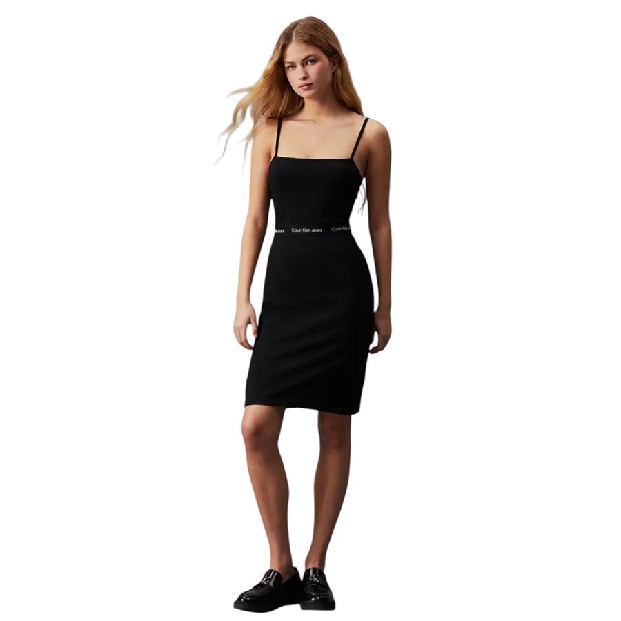 Logo tape strappy dress - vestito di maglina Calvin Klein | J20J219644BEH